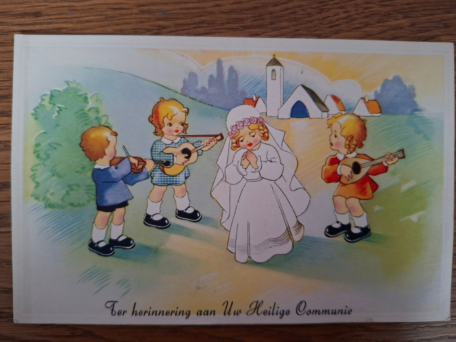 Ansichtkaart Heilige Communie - Vintage, Ophalen of Verzenden, 1940 tot 1960, Ongelopen