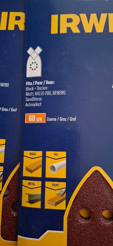 Irwin deltaschuurpapier Black & Decker K60 3 pakken, Overige typen, Onbekend, Ophalen of Verzenden, Zo goed als nieuw