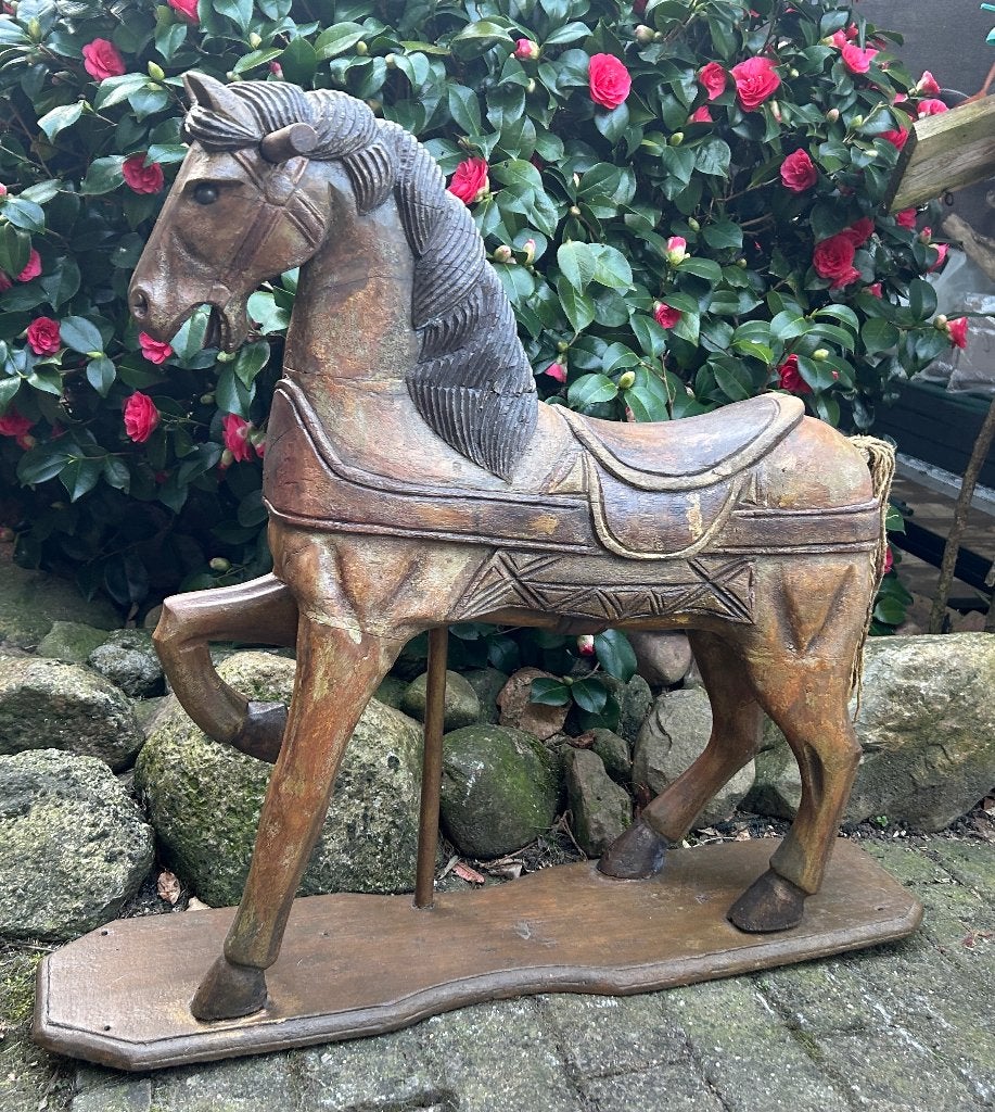 Geweldig mooi oud houten paardje, Antiek en Kunst, Kunst | Beelden en Houtsnijwerken, Ophalen, Hout, Houtsnijwerk