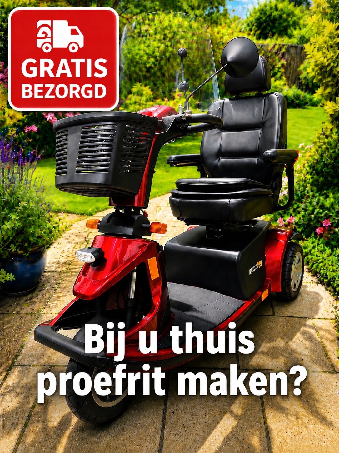 Bijna nieuwe scootmobiel kleur donker rood, Diversen, Brommobielen en Scootmobielen, Ophalen, Zo goed als nieuw, 46 km of meer