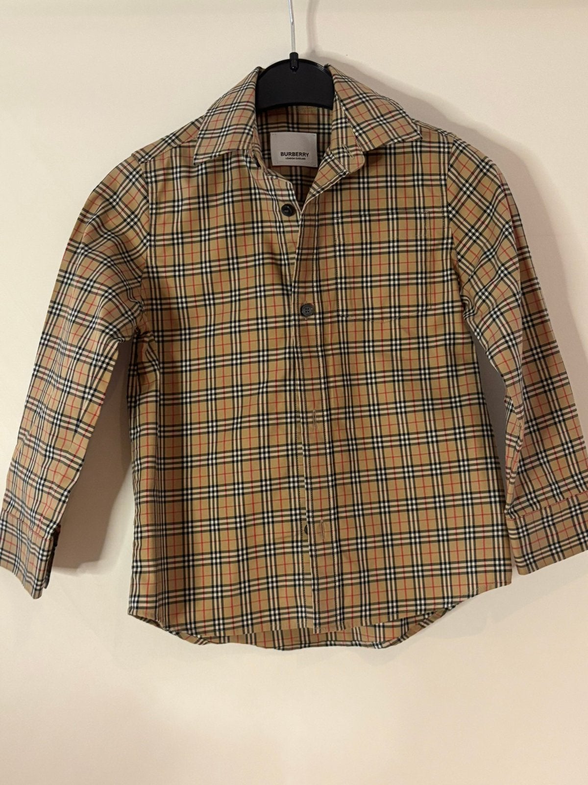 Burberry overhemd met klassieke ruit maat 18 maanden., Ophalen of Verzenden, Zo goed als nieuw, Jongetje, Overhemdje of Bloesje