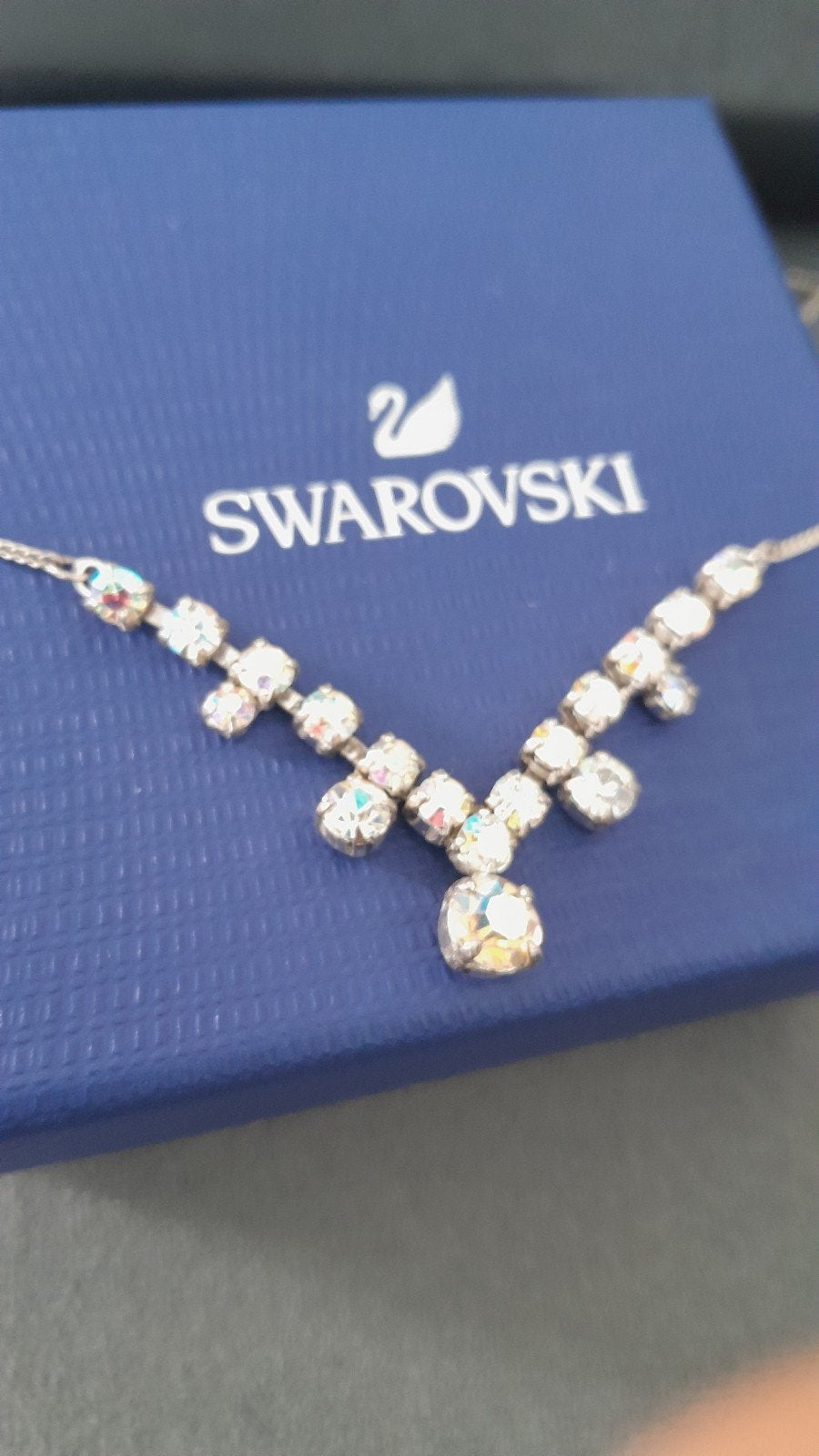 Prachtige zilveren ketting met Swarovski stenen, Ophalen of Verzenden, Zo goed als nieuw, Wit, Zilver