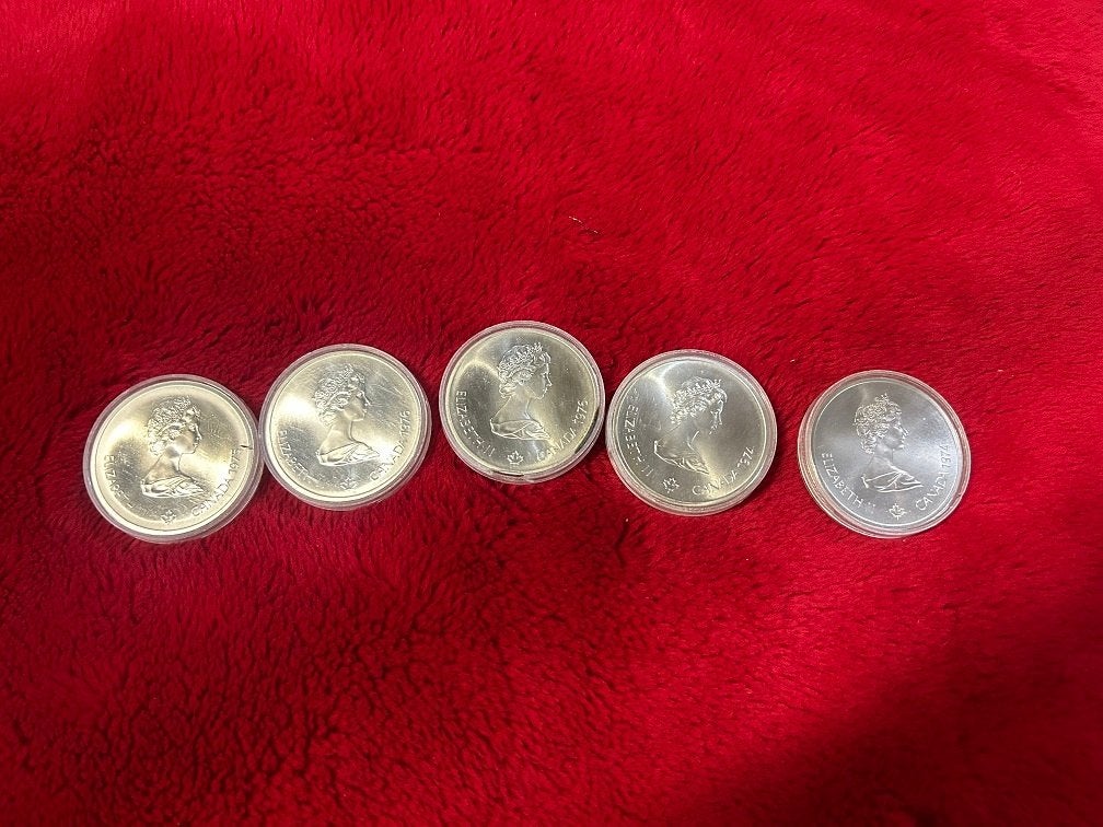 5 en 10 dollar munten olympische spelen Montreal, Ophalen of Verzenden, Noord-Amerika, Setje, Zilver