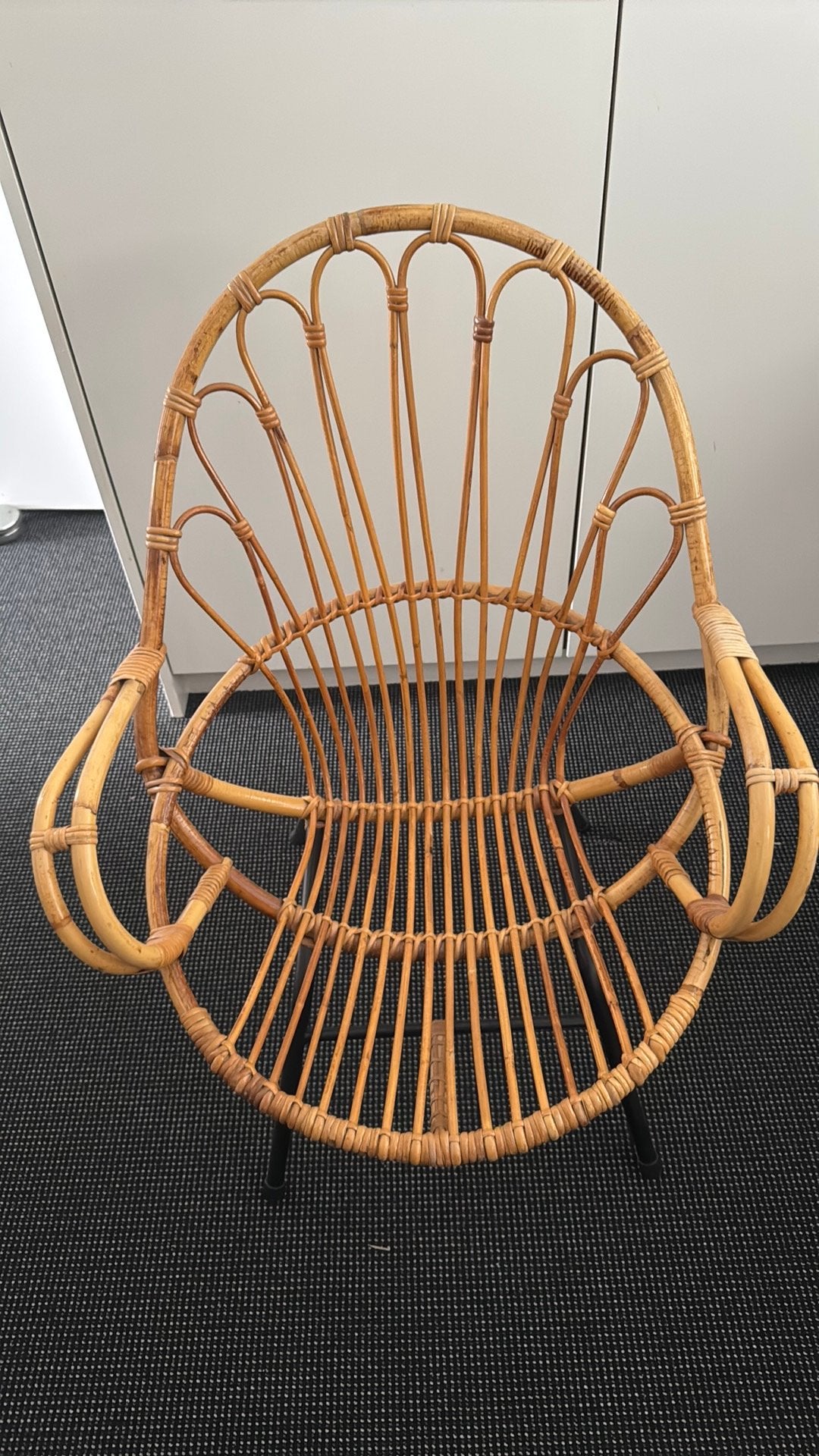 Vintage rotan stoel, Gebruikt, Bruin, Metaal, Eén