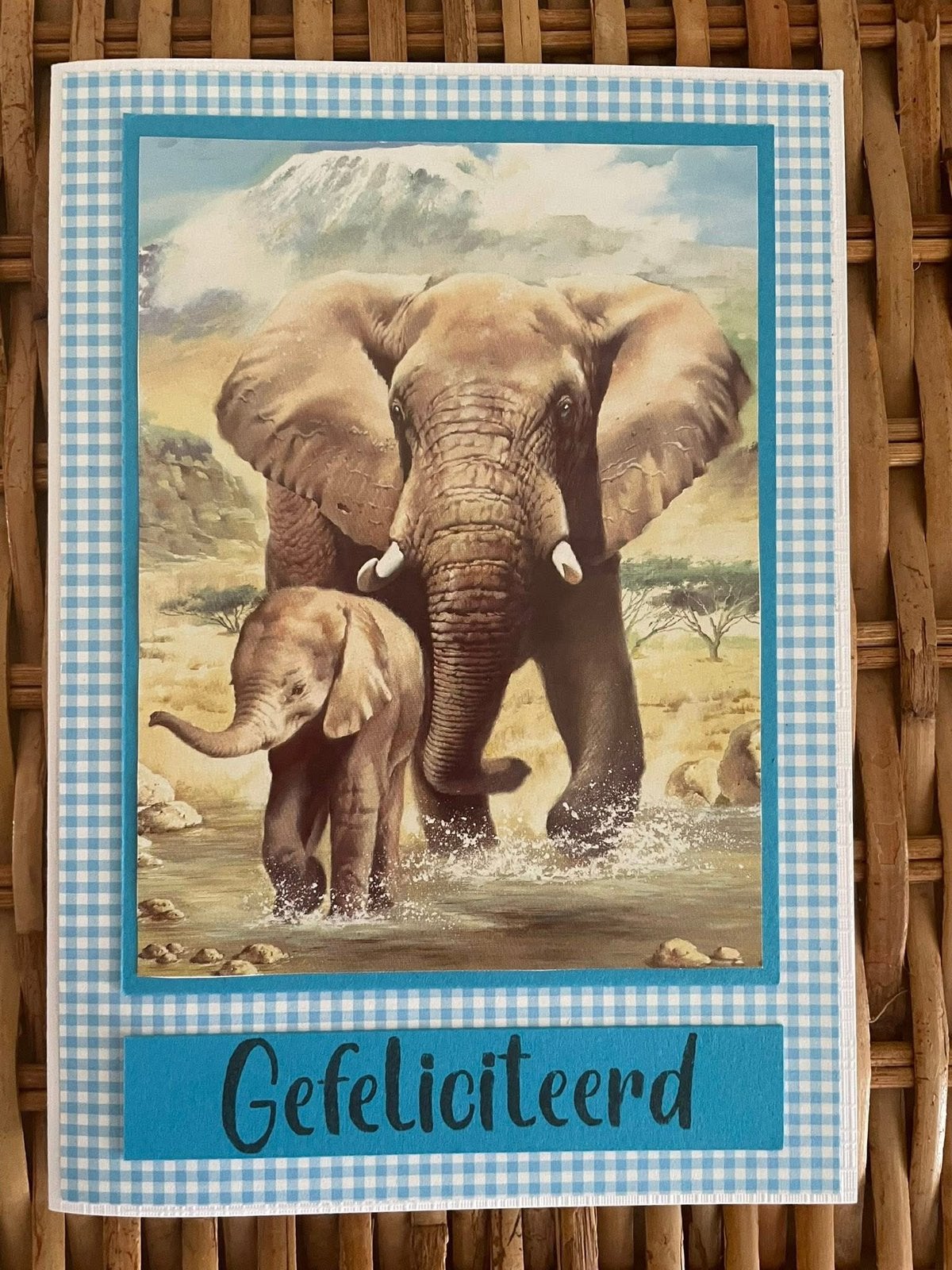 Zelfgemaakte kaart 14. Olifant, Ophalen of Verzenden, Nieuw, Overige thema's