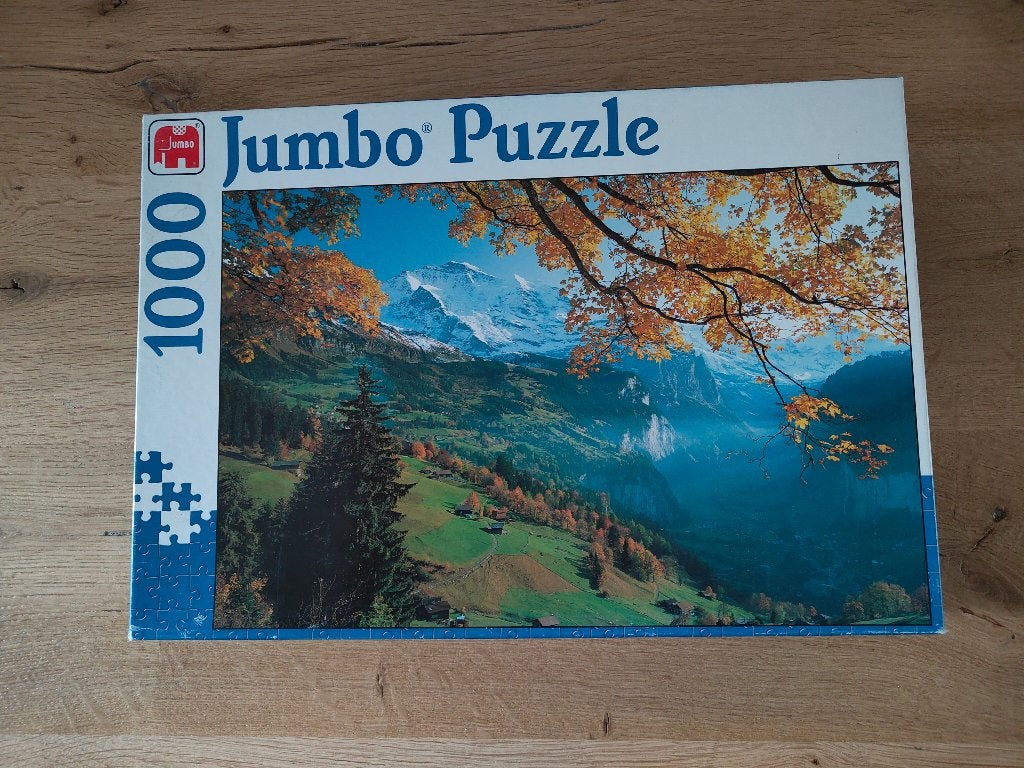 Jumbo puzzel zicht op Zwitzerland 1000 st., Ophalen of Verzenden, 500 t/m 1500 stukjes, Zo goed als nieuw, Legpuzzel