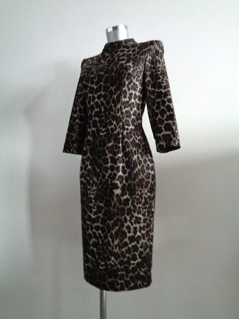 Guess bodycon jurk - leopard, maat medium, Maat 38/40 (M), Guess, Bruin, Nieuw