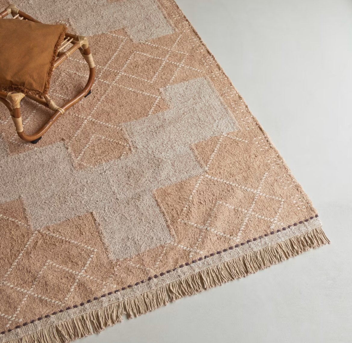 Katoenen Vloerkleed 150 x 240 cm, Ophalen, 100 tot 150 cm, Beige, 200 cm of meer