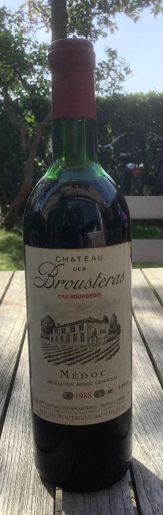 Vintage rode wijn 1988 - Chateau des Brousteras Medoc, Frankrijk, Ophalen of Verzenden, Zo goed als nieuw, Rode wijn
