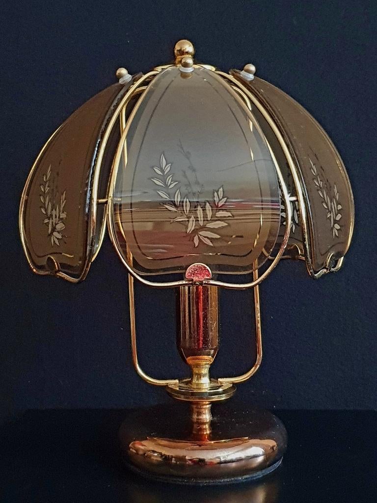 Vintage Hollywood Regency brass tafellamp 70 er jr., Ophalen of Verzenden, Gebruikt, Figuurtje