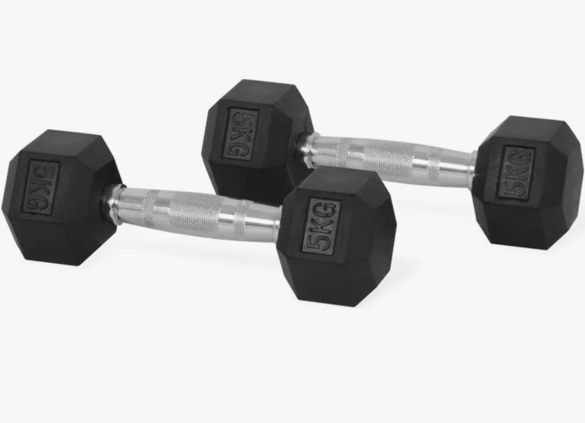Set 5 kg hexa dumbbells te koop, Ophalen of Verzenden, Nieuw, Dumbbell