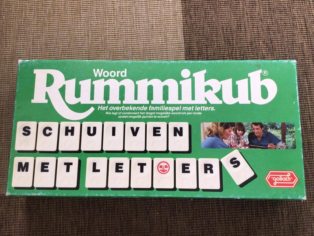 Rummikub woord grote stenen, compleet op 1 R en 1 joker na, Drie of vier spelers, Ophalen, Gebruikt