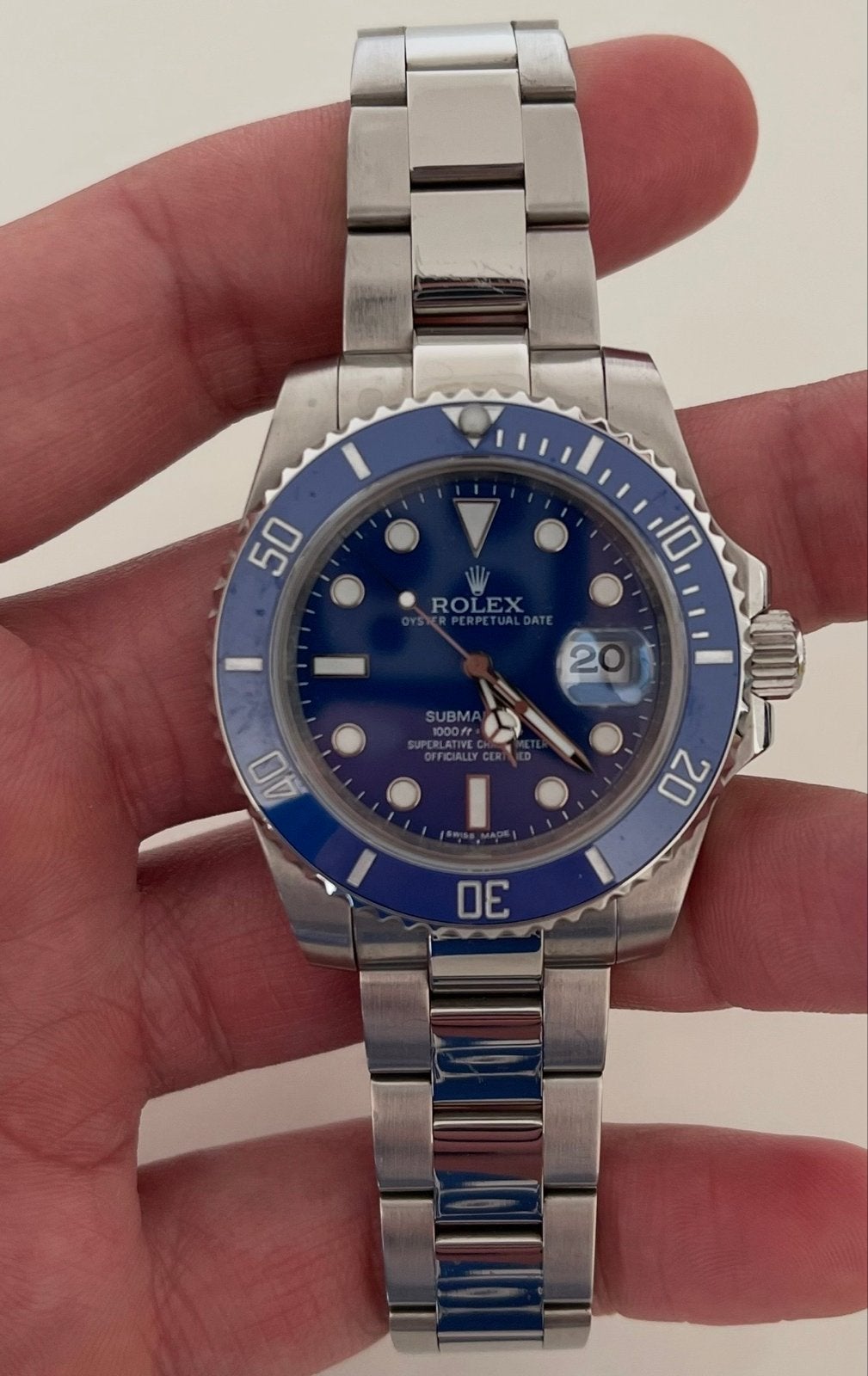 Rolex Submariner Date Blauw waterdicht 20m, Sieraden, Tassen en Uiterlijk, Horloges | Heren, Polshorloge, Ophalen of Verzenden