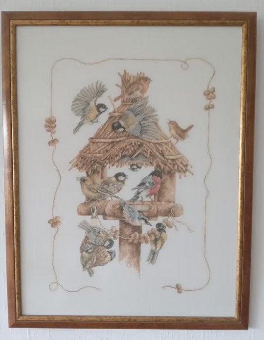 Marjolein Bastin geborduurd beeld met vogels, Oosterveldweg 15, 7274 DZ, Verzenden, Overige typen, Zo goed als nieuw