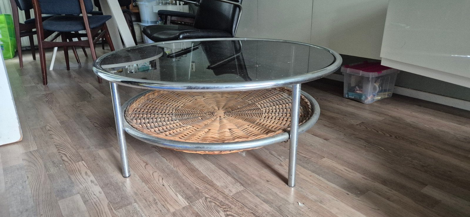 vintage buisframe salontafel, Ophalen, Gebruikt, 100 tot 150 cm, Rond