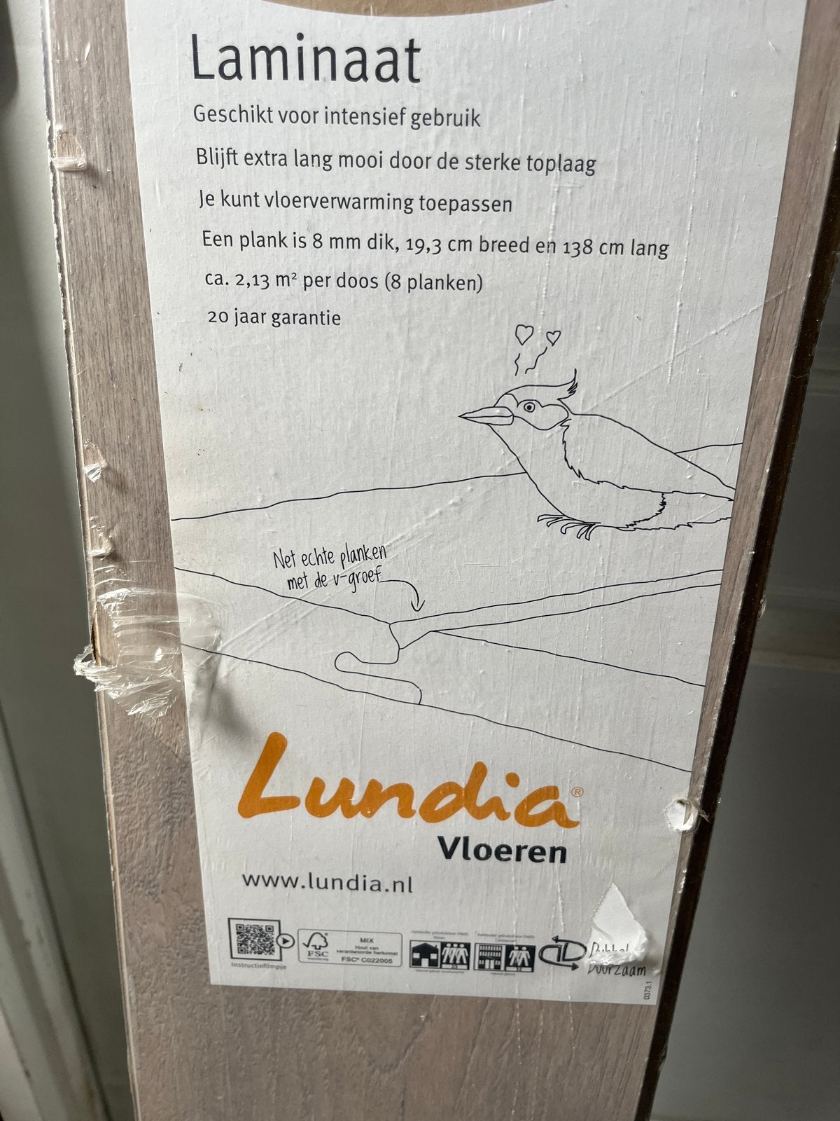 Lundia Grijs Eikenkleur  Laminaat - Restpartij voor 23-25 m2, Ophalen, Nieuw, 10 m² of meer, 10 tot 30 cm