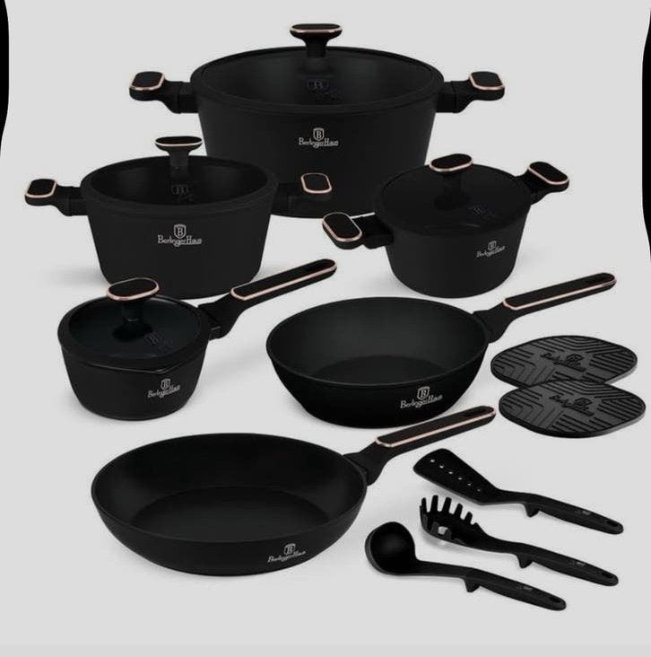 Nieuw! Berlinger Haus 15-delige Pannenset Black Rose BH8363, Inductieplaat, Pannenset, Ophalen of Verzenden, Nieuw
