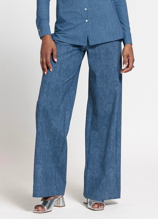 Studio Anneloes Lexie denim look broek travelstof mt L, Kleding | Dames, Broeken en Pantalons, Blauw, Maat 42/44 (L), Ophalen of Verzenden