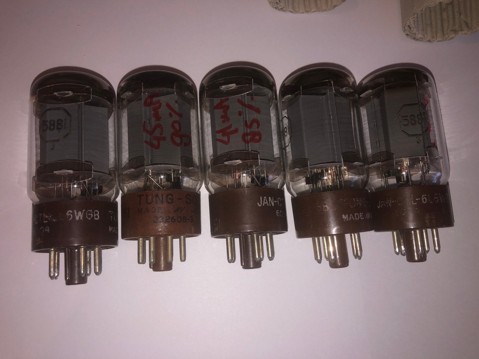 5x Tungsol USA 5881 Buizen Jaren '70 - Getest & Gematcht, Audio, Tv en Foto, Ophalen of Verzenden, Gebruikt