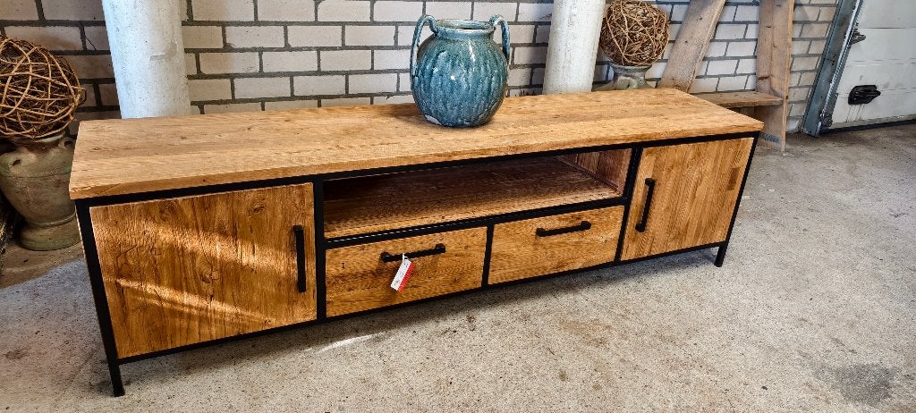 Groot Teak Tv-Dresoir, Teakhout, NVT, 200 cm of meer, Minder dan 100 cm