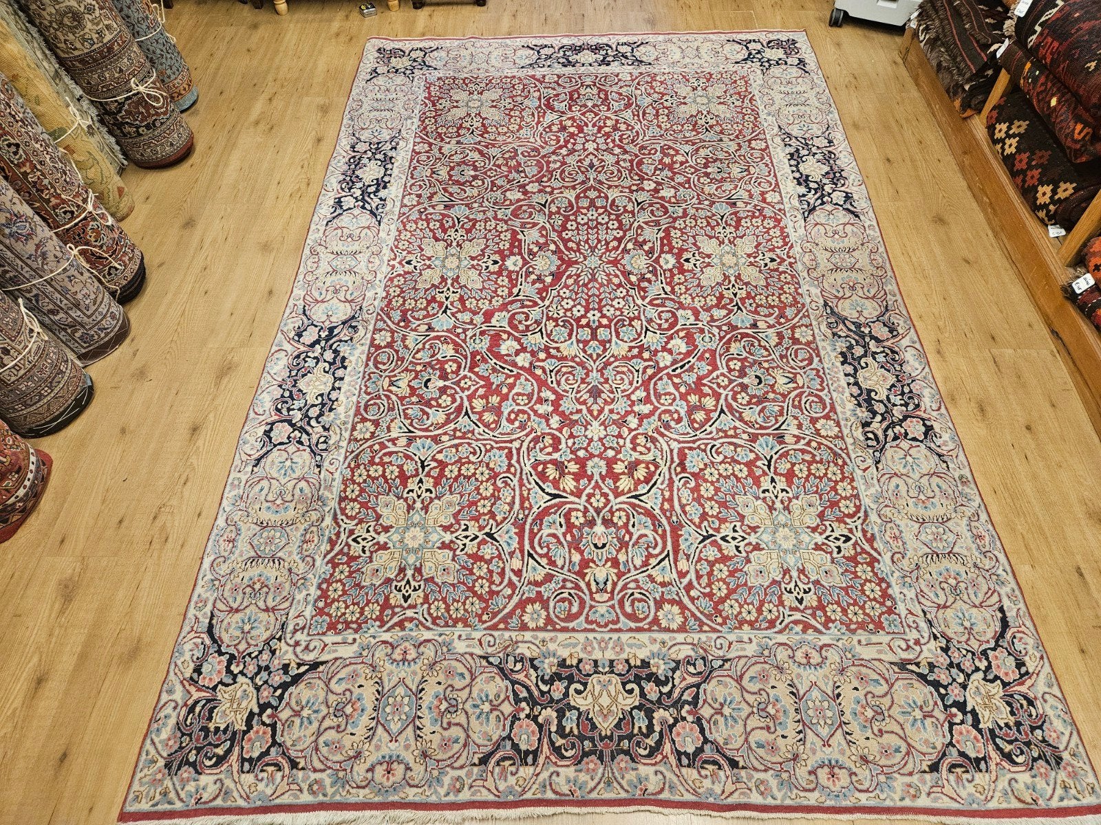 Vintage handgeknoopt perzisch yazd 312x195