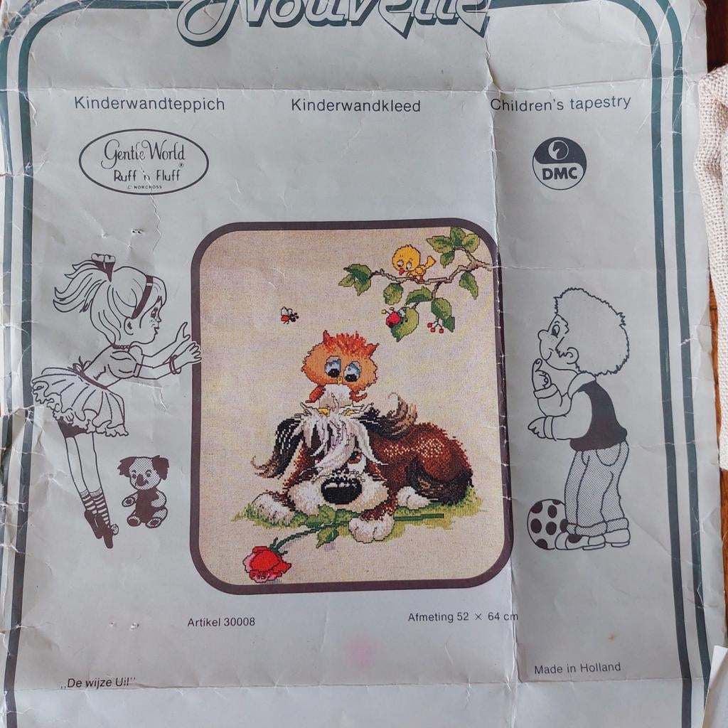 Borduurpakket Nouvelle "De wijze Uil" - Kinderwandkleed, Ophalen of Verzenden, Zo goed als nieuw, Handborduren, Borduurpakket
