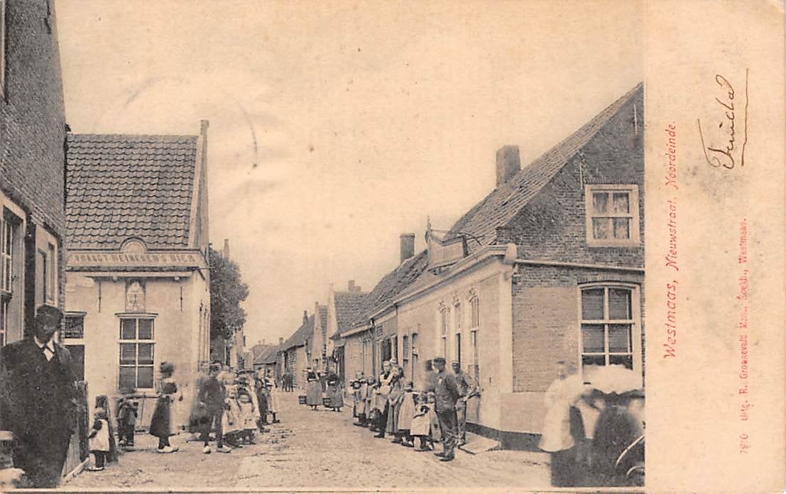 Westmaas, Nieuwstraat Noordeinde Hoekse Waard, Ophalen of Verzenden, Voor 1920, Gelopen, Zuid-Holland