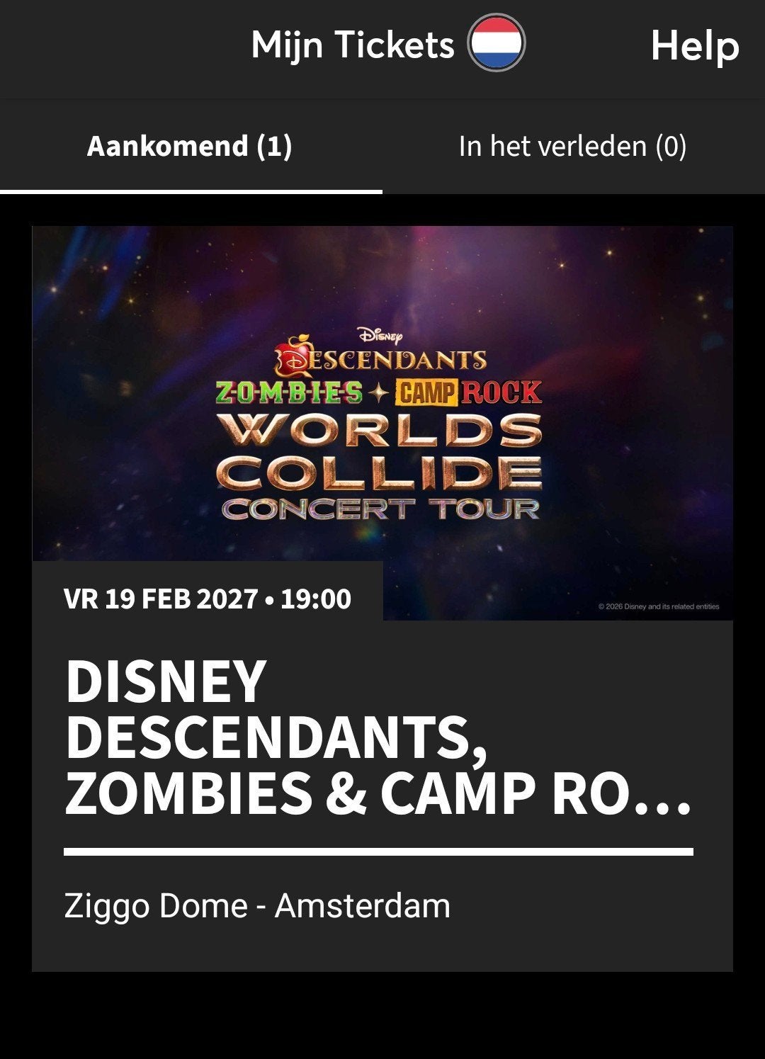 Worlds Collide Tour Descendants, Zombies, Camp rock - 2x, Tickets en Kaartjes, Twee personen, Februari