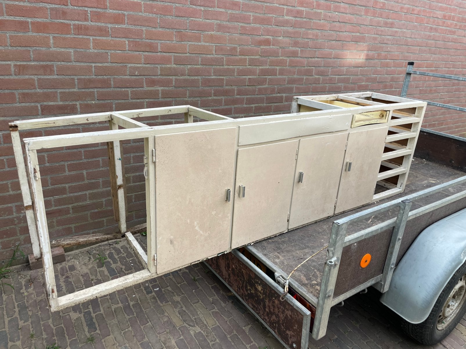 Jaren ‘50 granieten en terrazzo schelpenblad keuken, Huis en Inrichting, Ophalen, Zo goed als nieuw, Graniet of Steen
