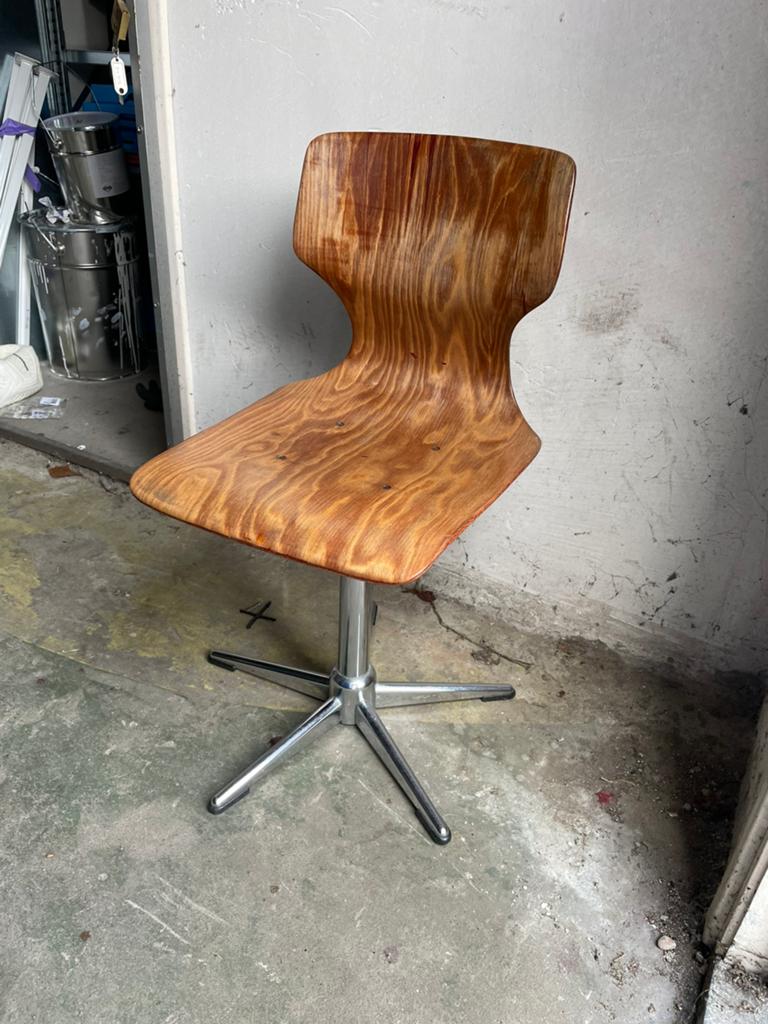 vintage draaistoel Adam Stegner voor Flötotto Pagholz, Ophalen, Gebruikt, Bruin, Eén