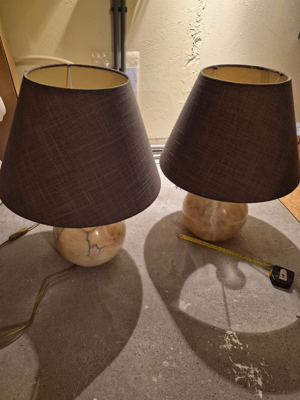 Massieve marmeren tafellamp met kap (2stuks), Ophalen, Gebruikt, Met kap, Schemerlamp