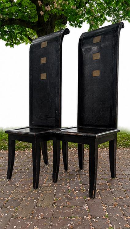 Post Modern Hall Chairs –Zwarte Elmwood Zhou Yi Stoelen Set, Huis en Inrichting, Ophalen of Verzenden, Zwart