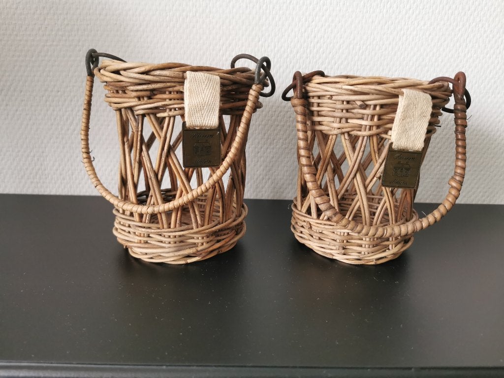 7 .. Riviera Maison rotan windlichten, Ophalen of Verzenden, Zo goed als nieuw, Overige materialen, Waxinelichthouder