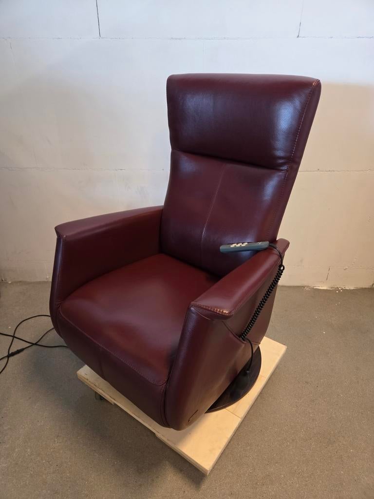 Sta op stoel op draaiplateau bordeaux rood leer, Ophalen, Minder dan 75 cm, Leer, 50 tot 75 cm