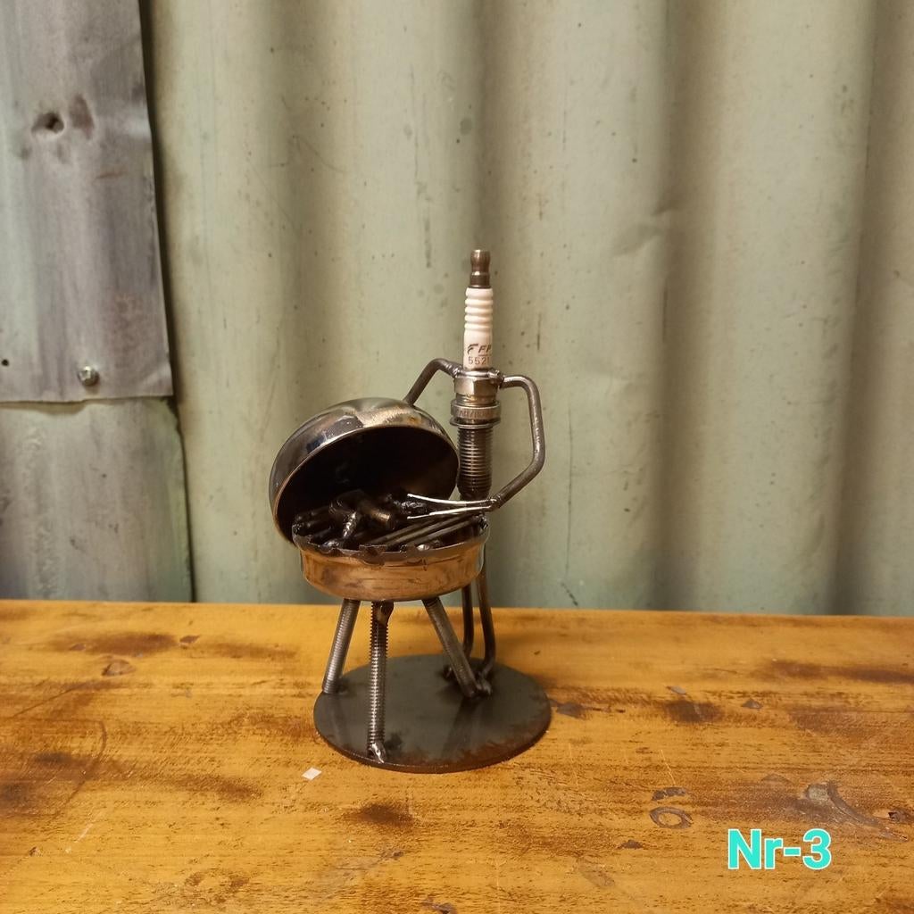 Barbecue mannetje - oude bougie - metal art - upcycling, Nieuw, Ophalen of Verzenden, Metaal