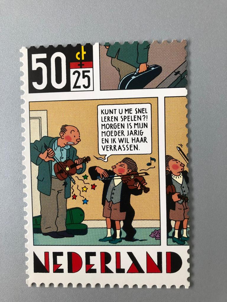 Bedankkaart kinderpostzegels 1984 en postzegel, stripfiguren, Postzegels en Munten, Postzegels | Nederland, Ophalen of Verzenden