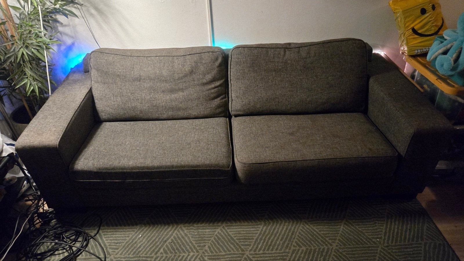 Comfortabele 2-zits bank, grijs, Ophalen, Gebruikt, Tweepersoons, 75 tot 100 cm
