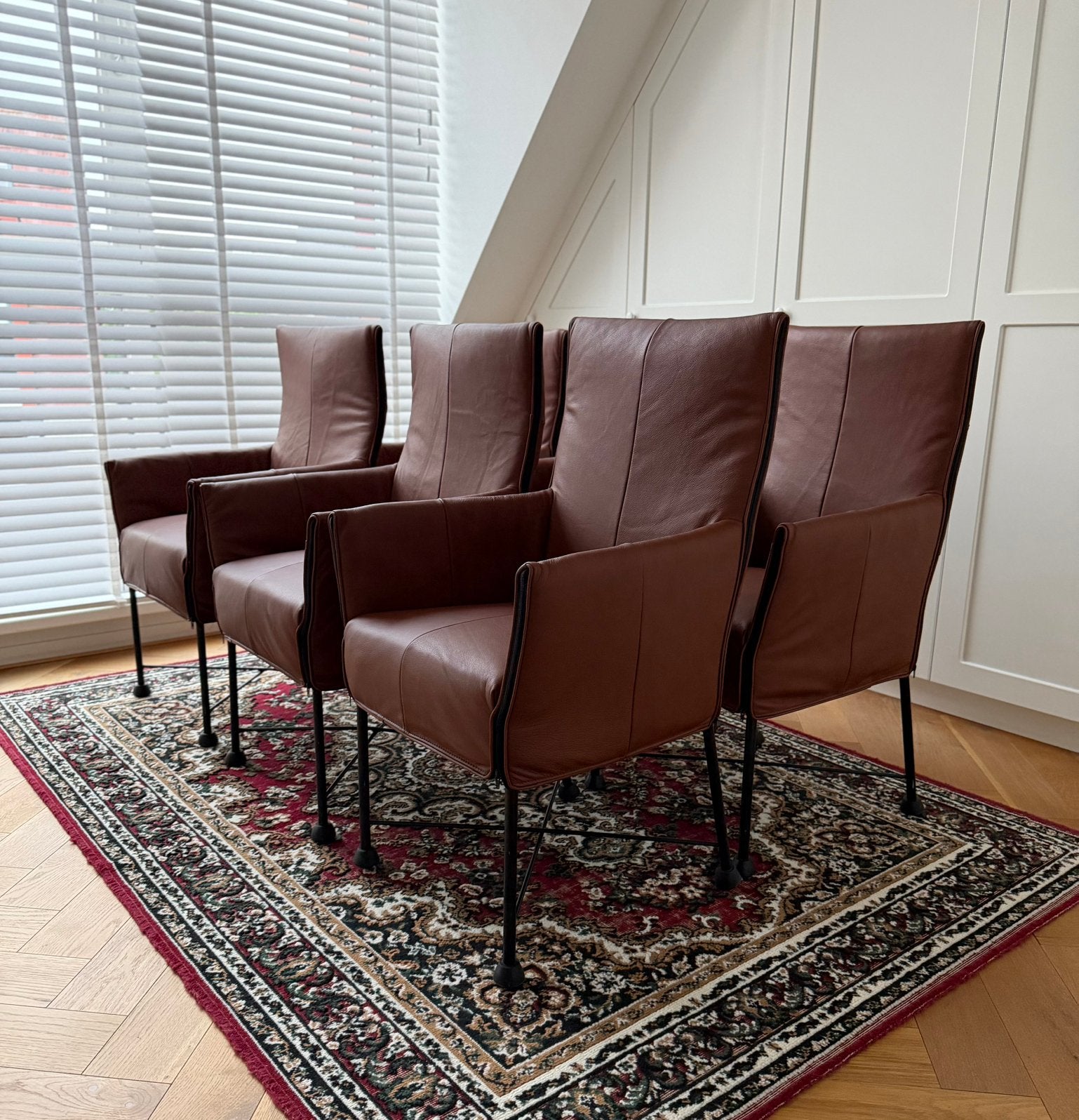 6x Montis chaplin eetkamerstoelen cognac NIEUWSTAAT, Huis en Inrichting, Ophalen, Bruin, Nieuw, Montis, Gerard van den Berg, design