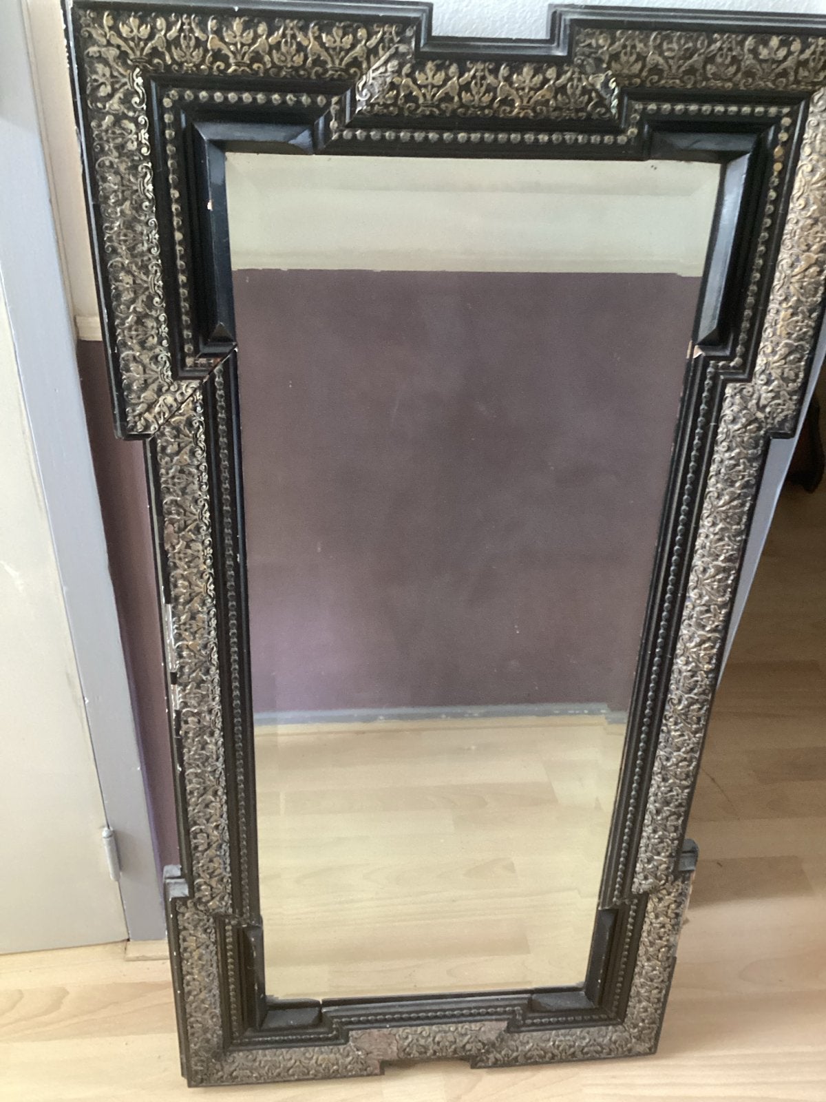 Antieke spiegel met facet geslepen glas, Ophalen, Rechthoekig, 50 tot 100 cm, 100 tot 150 cm