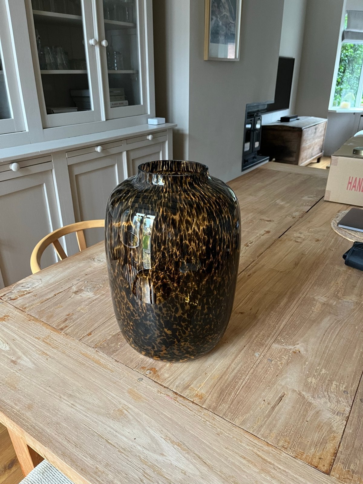 Loods5 vaas met luipaardprint, Ophalen, Bruin, Met patroon/structuur, Glas