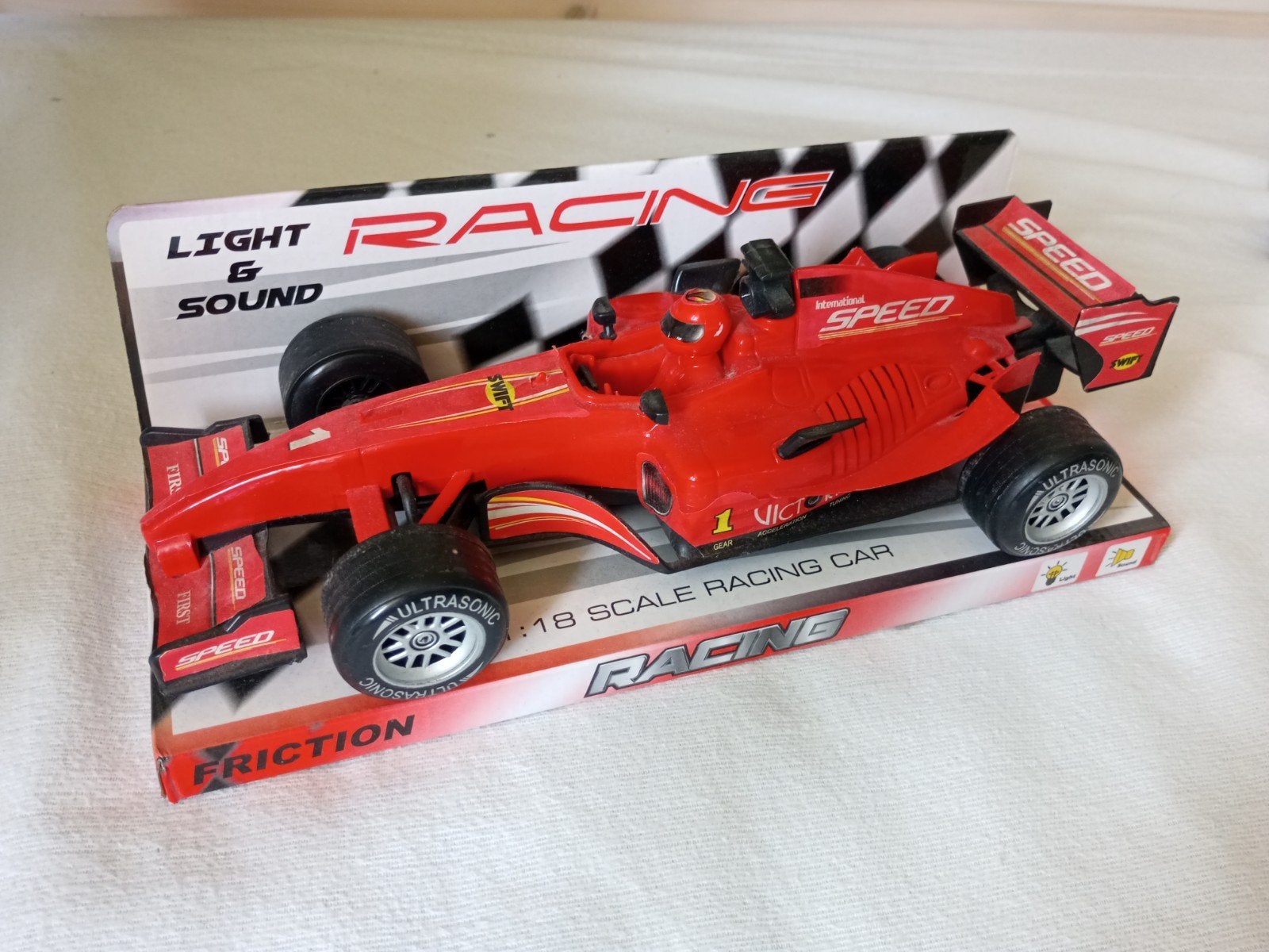 Formule 1 race auto met licht en geluid, Ophalen of Verzenden, Gebruikt, Complete set, Voertuig