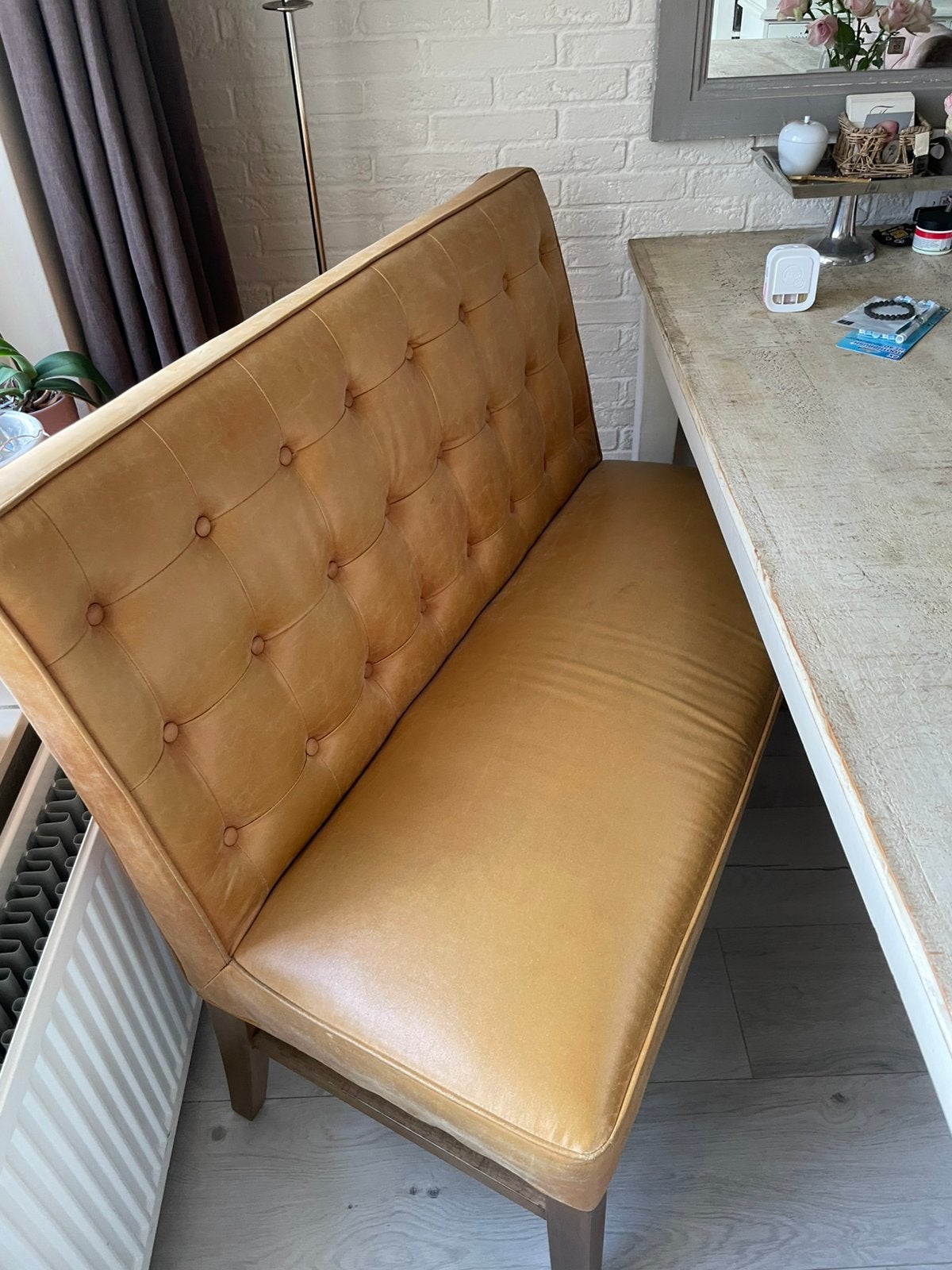 RIVIERA MAISON BANKJE, PELINNI LEER,, Huis en Inrichting, Ophalen, Gebruikt, RIVIERA MAISON, Minder dan 4 stoelen