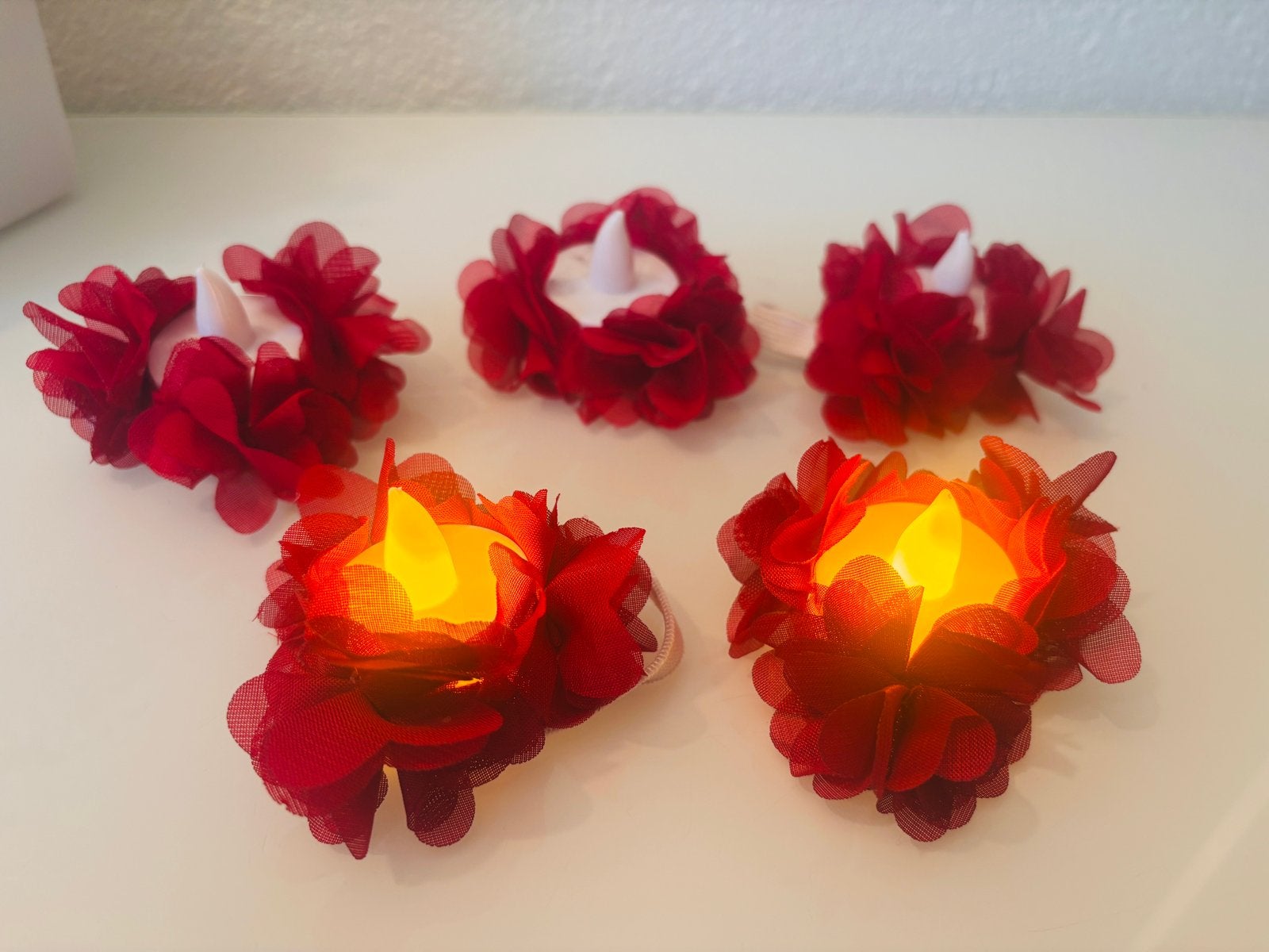Set van 10 LED kaarsen voor feestelijke gelegenheden, Ophalen of Verzenden, Nieuw, Rood, Oosters