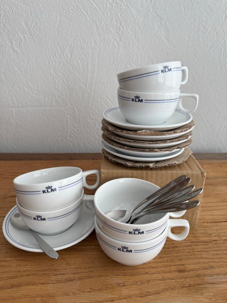 KLM Business Class Koffiekopjes met Lepeltjes (Set), Ophalen of Verzenden