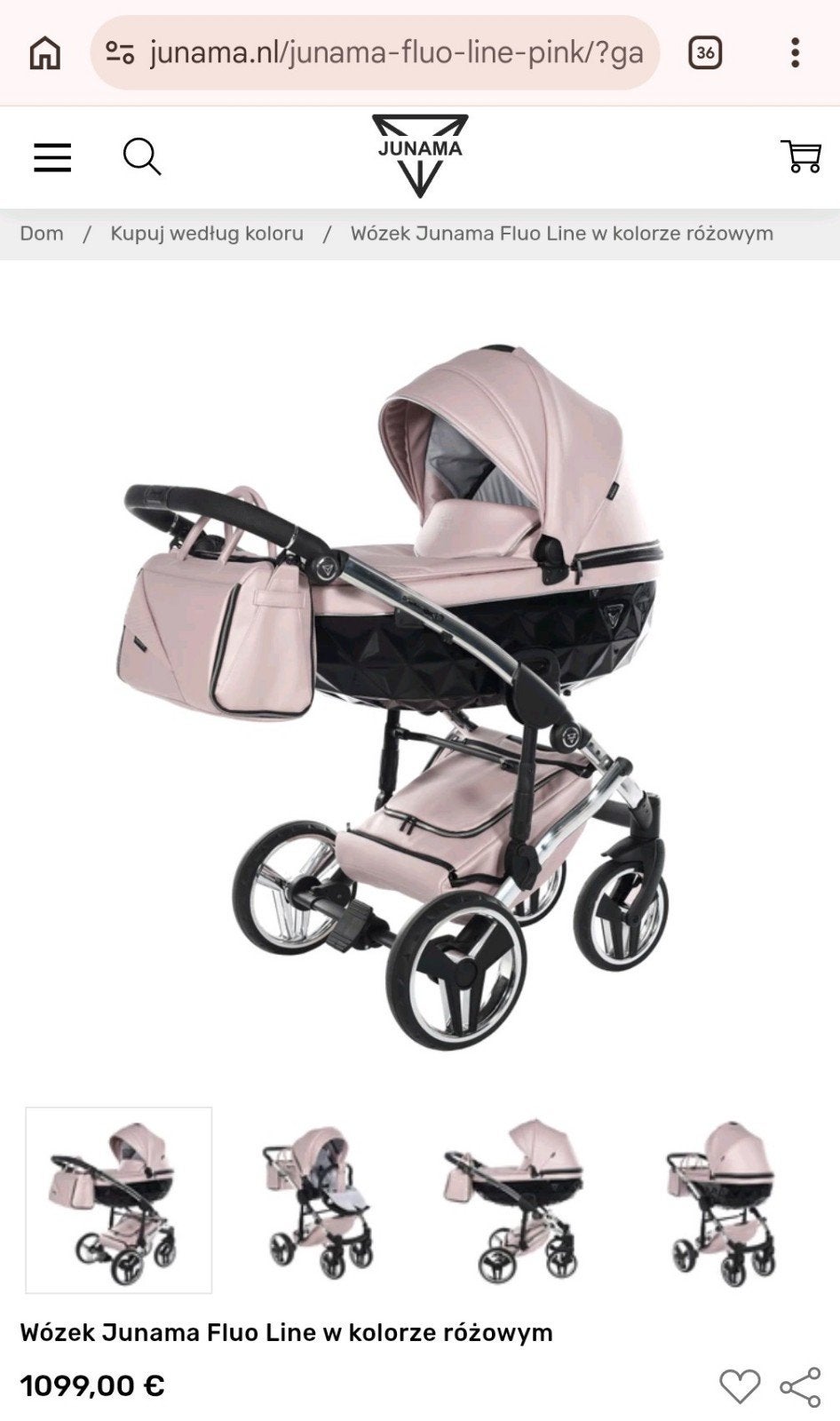 Junama Diamond Combiwagen 3-in-1 Roze/Goud, Ophalen of Verzenden, Overige merken