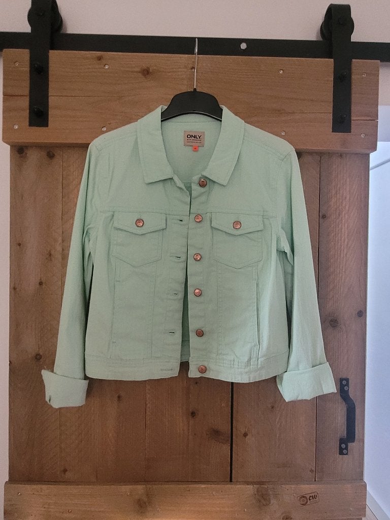 Dames denim spijkerjasje mint groen maat M, Maat 38/40 (M), Only, Ophalen of Verzenden, Zo goed als nieuw