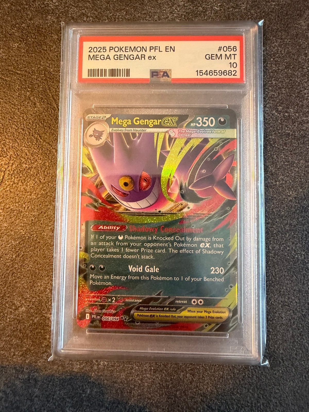 Mega Gengar ex 56/94 Pokémon Phantasmal Flames Graded PSA 10, Ophalen of Verzenden, Zo goed als nieuw