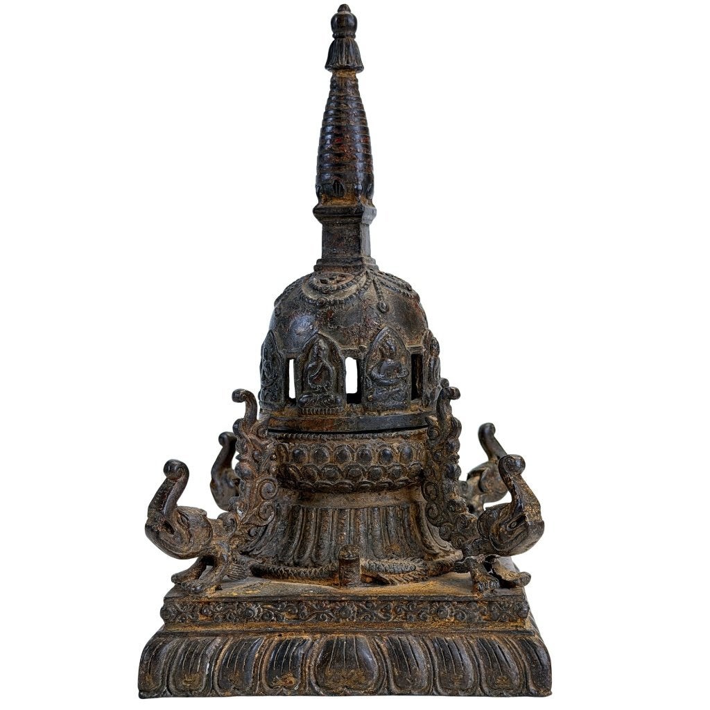 Chaitya wierookbrander – Newar – Nepal, Antiek en Kunst, Overige herkomsten, Ophalen of Verzenden, Ritueel object, Metaal