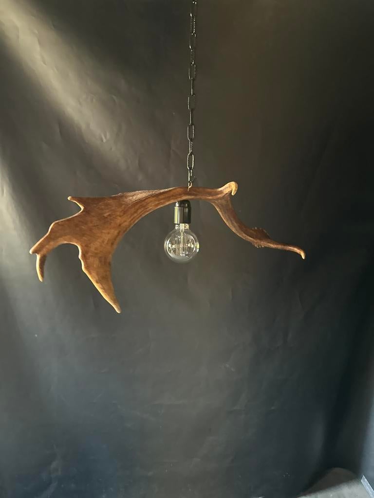 Geweienlamp.lamp.hanglamp.geweien.edelhert.damhert.brocante, Ophalen of Verzenden, Nieuw, 50 tot 75 cm