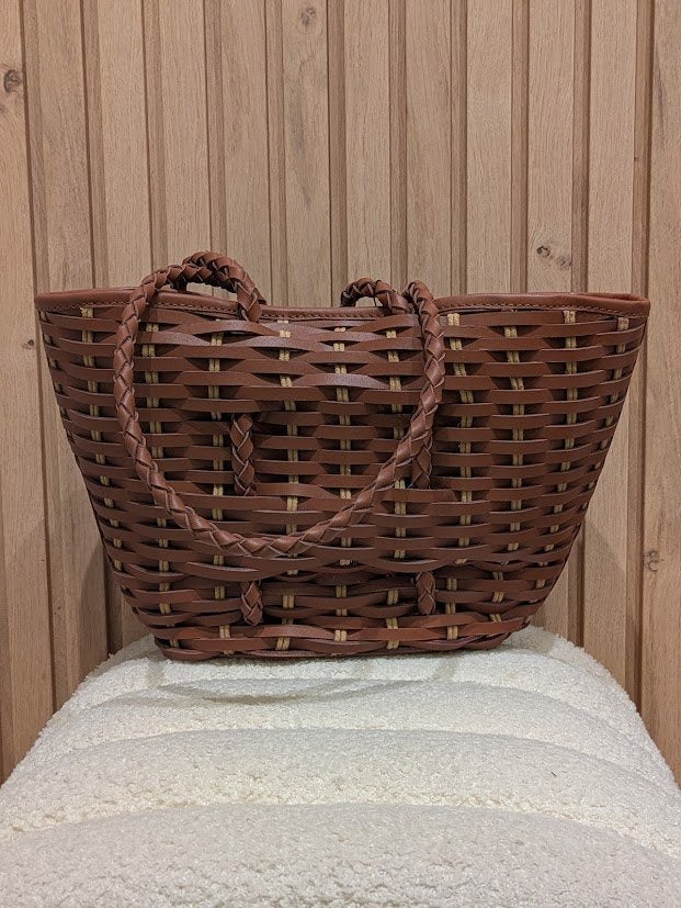 Becksondergaard - Leren raffia tas gevlochten leer - Nieuw, Bruin, Schoudertasje, Nieuw, Ophalen of Verzenden
